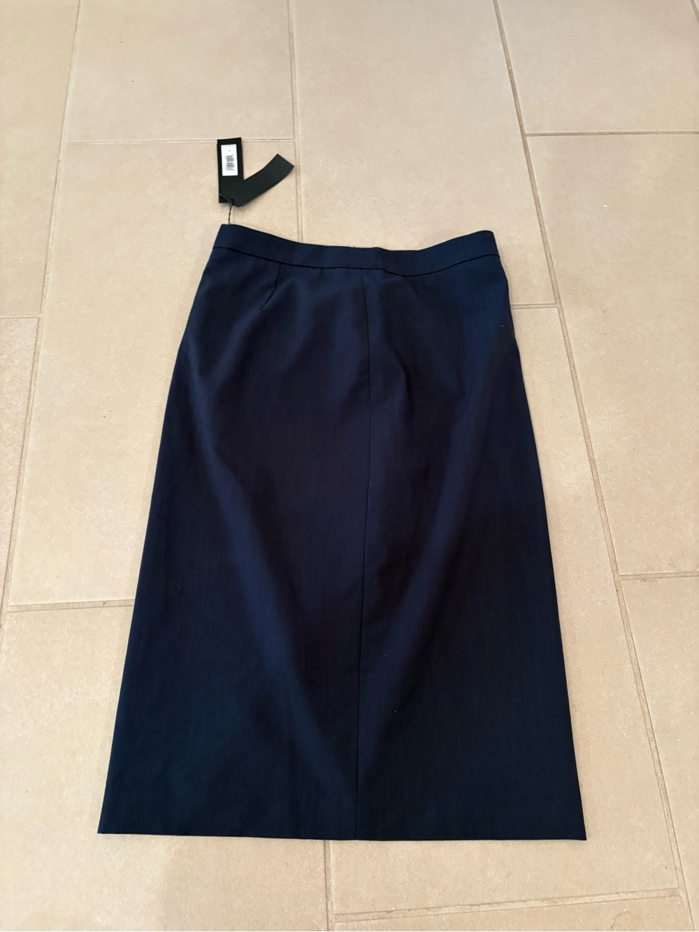 NWT Banana Republic Italian Wool Midi Skirt Navy Blue Marzotto Bi-Stretch Size 0